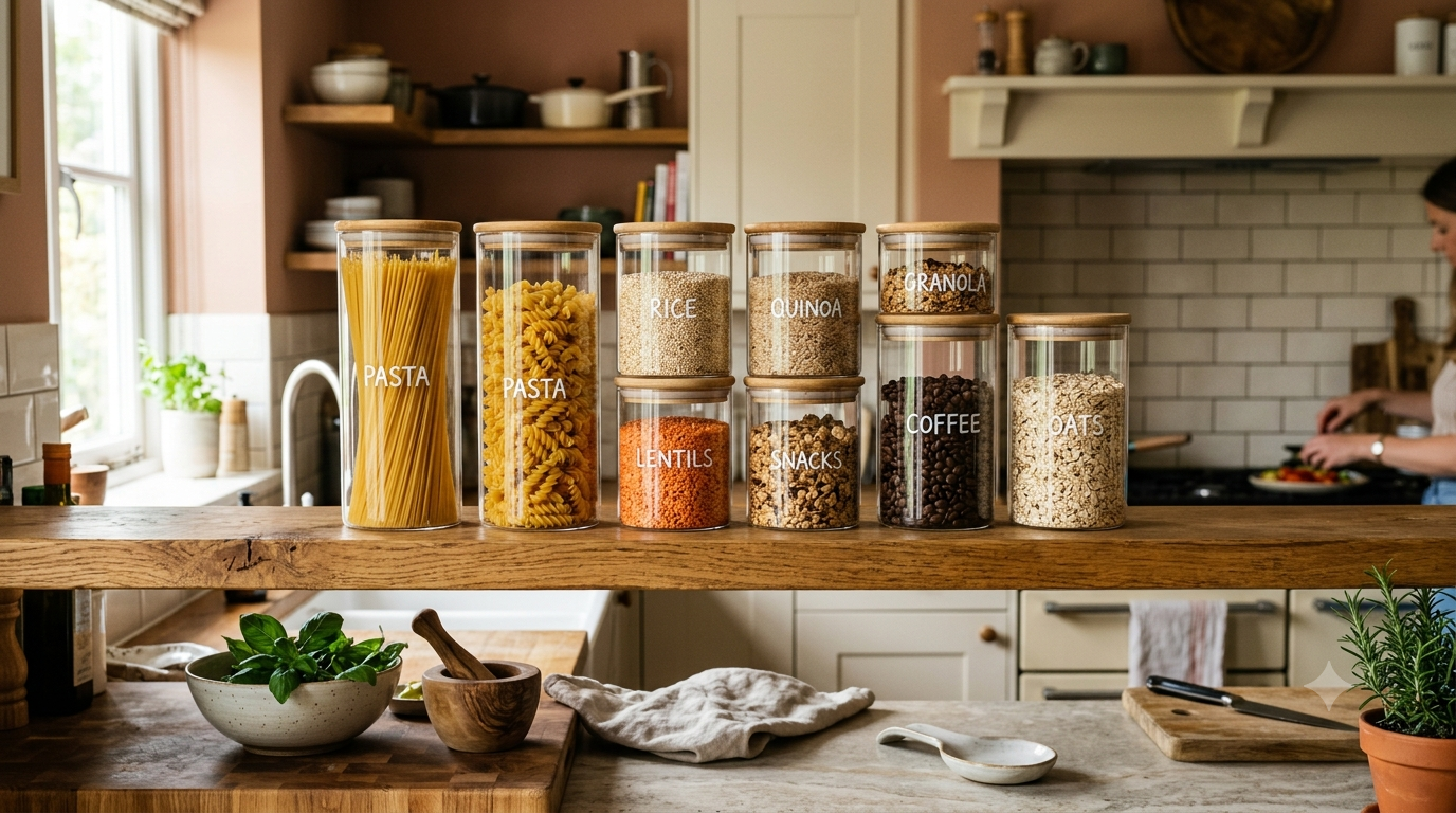 Glass Jar Set for Kitchen Storage: Keep Your Kitchen Clean and Organized