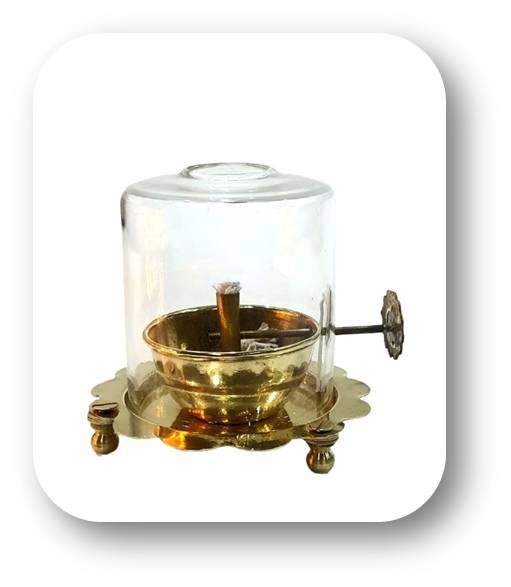 Akhand Jyoti Brass Diya with Glass Cover