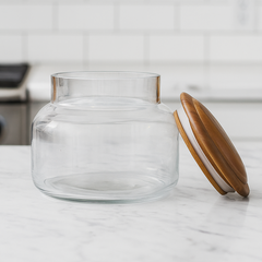 Airtight Glass Snack Jars with Wooden Lids (Set of 2)