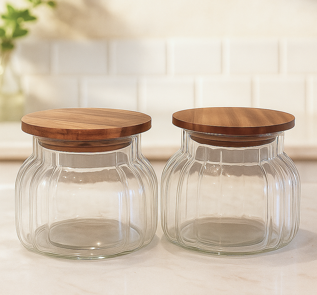 PureSeal Glass Cookie Jar with Wooden Lid