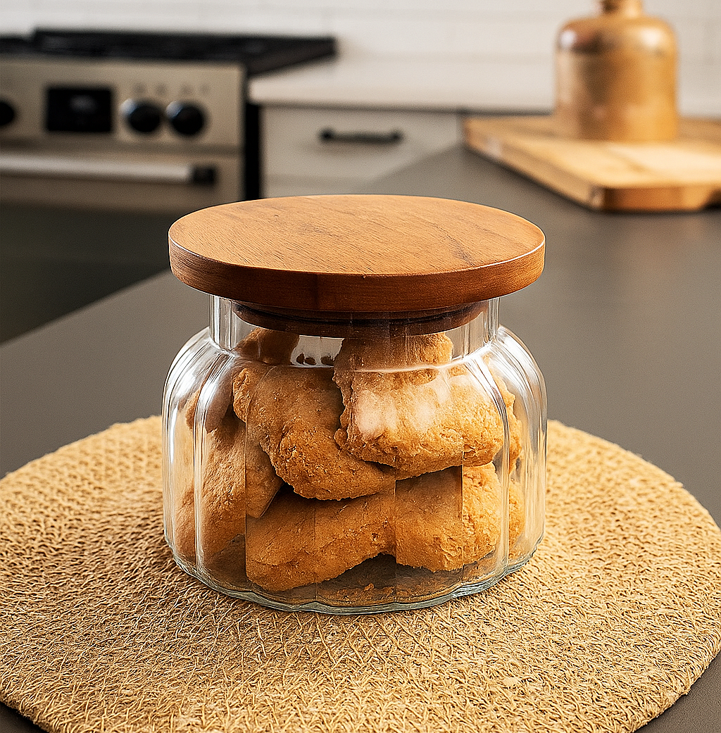 PureSeal Glass Cookie Jar with Wooden Lid