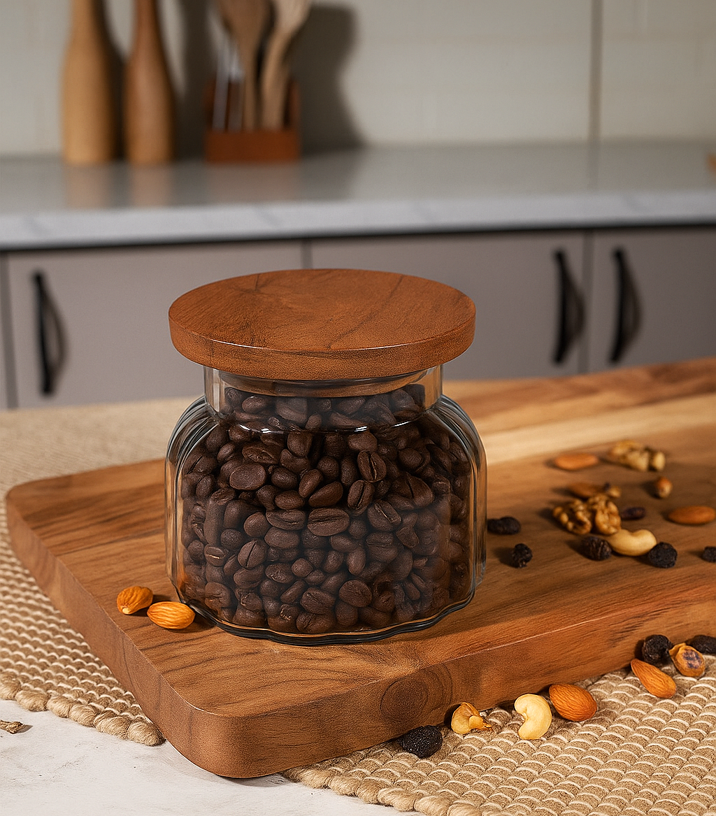PureSeal Glass Cookie Jar with Wooden Lid