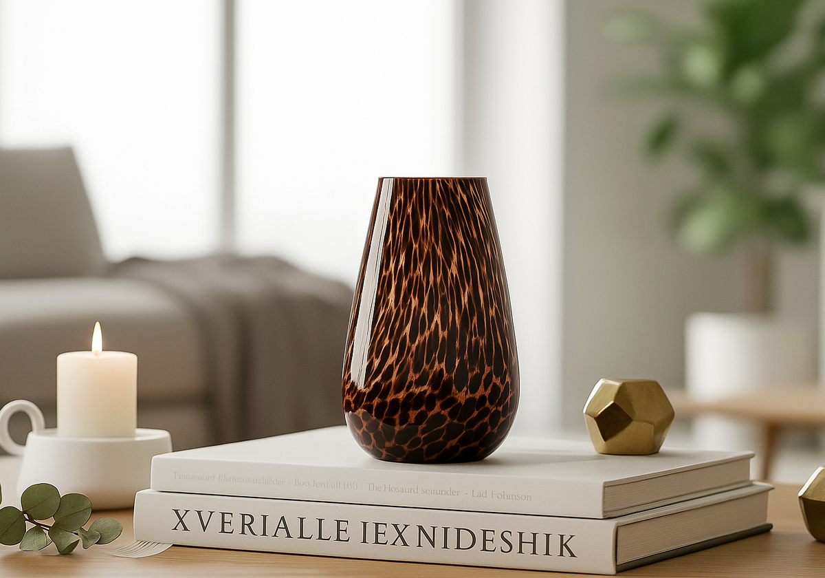 🖤 Obsidian Ember Textured Glass Vase