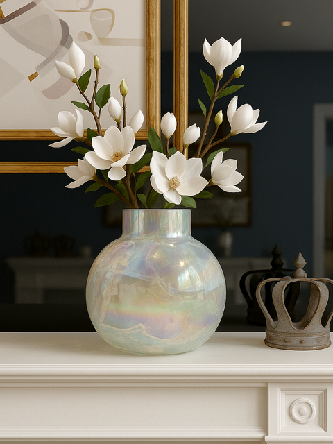Aurora Pearl Iridescent Glass Vase