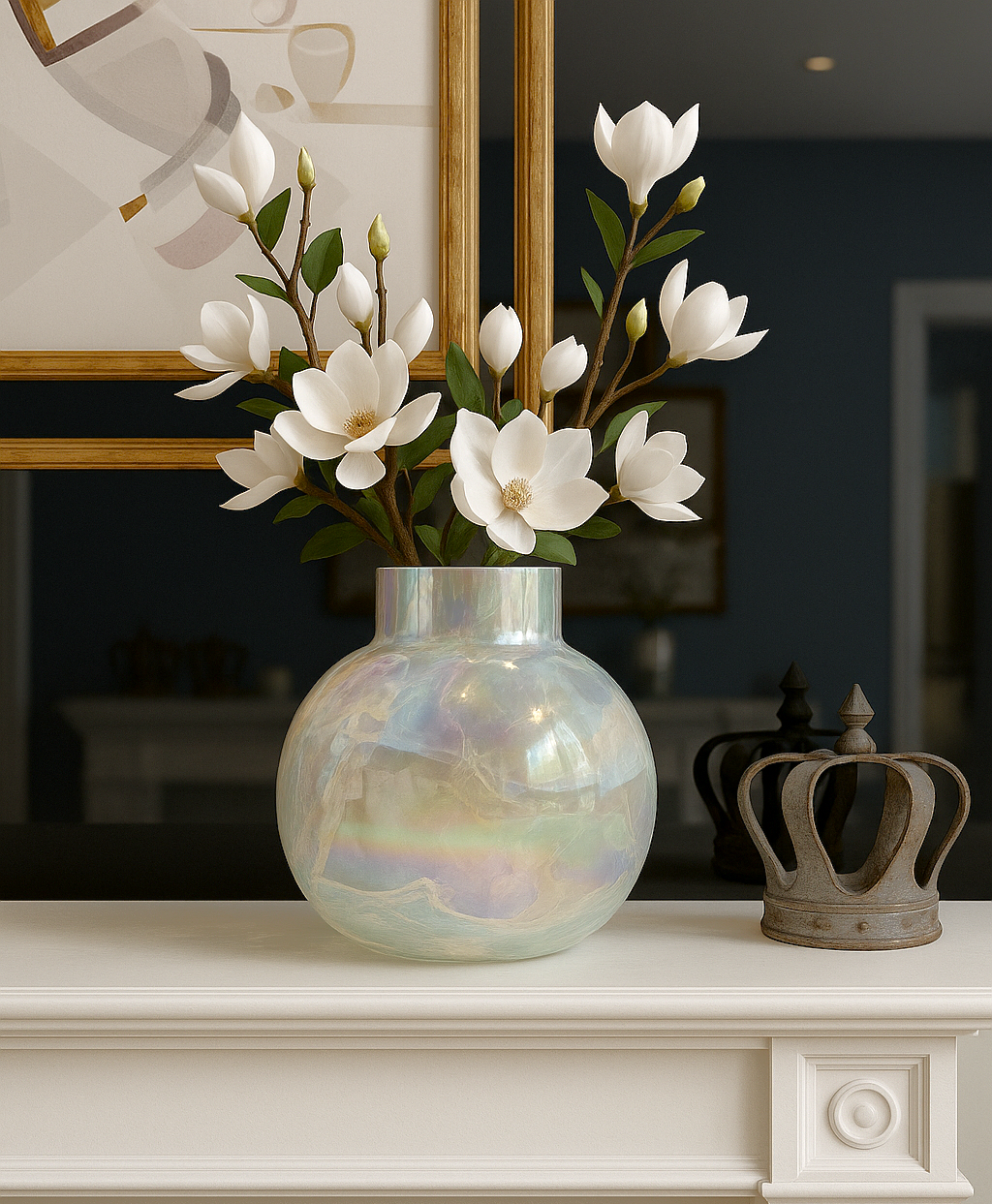 Aurora Pearl Iridescent Glass Vase