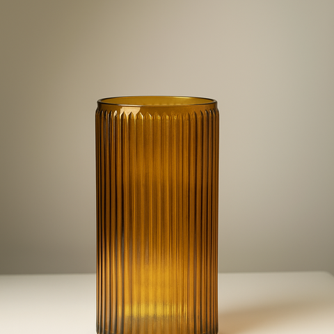 Amber Aura Ribbed Glass Vase [Amber]