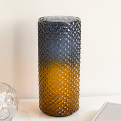 Midnight Amber Textured Glass Vase