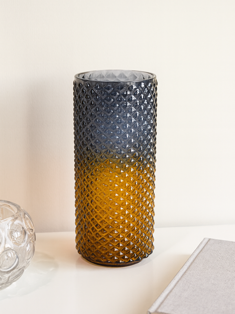 Midnight Amber Textured Glass Vase