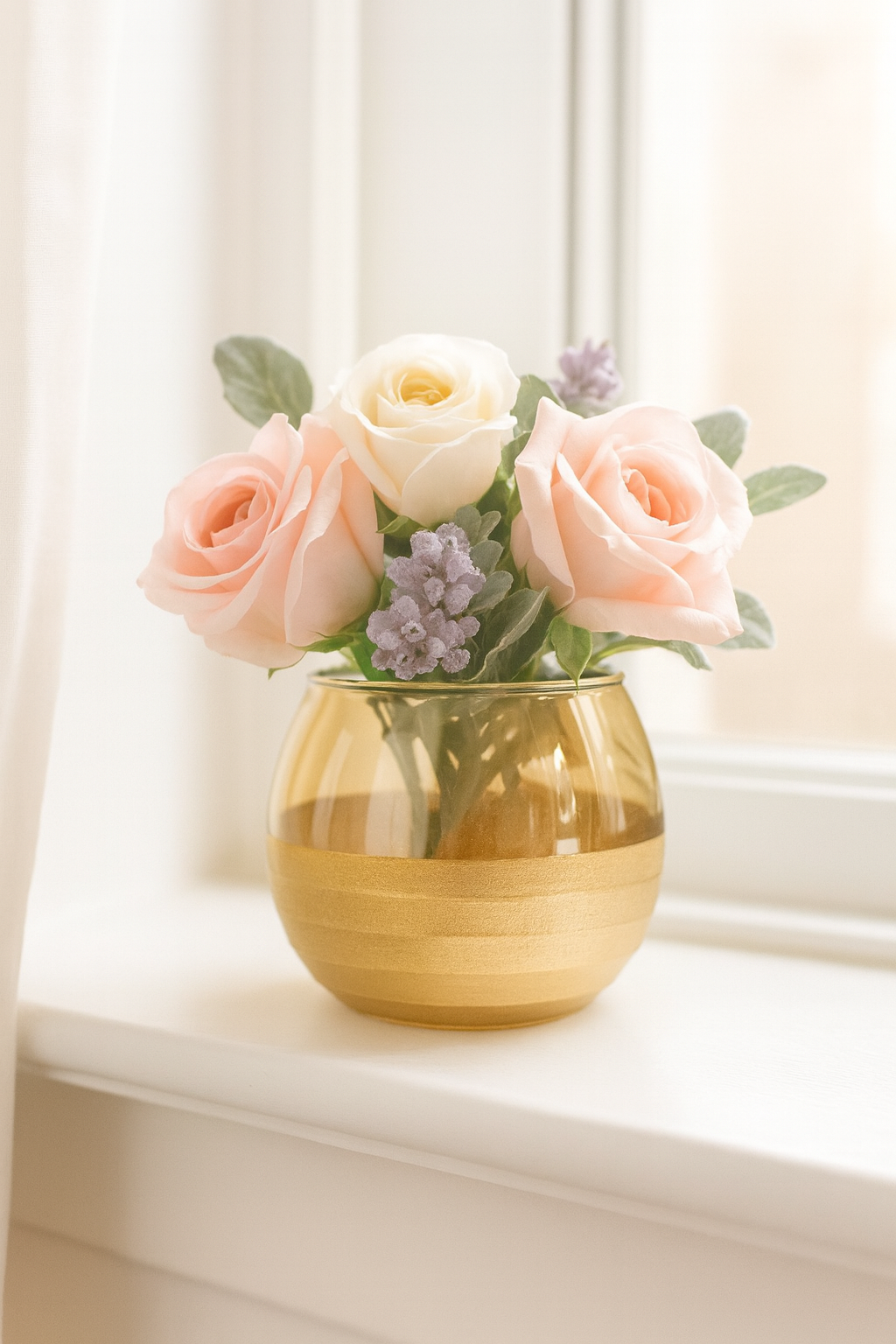 Frosted Gold Glass Flower Vase