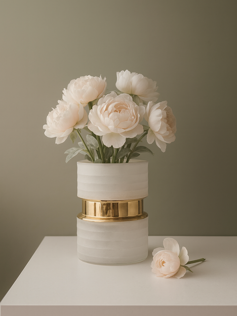 Minimal White & Gold Floral Vase