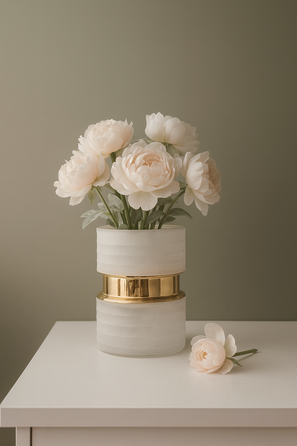 Minimal White & Gold Floral Vase