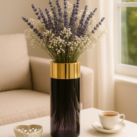 Black & Gold Luxe Cylinder Vase