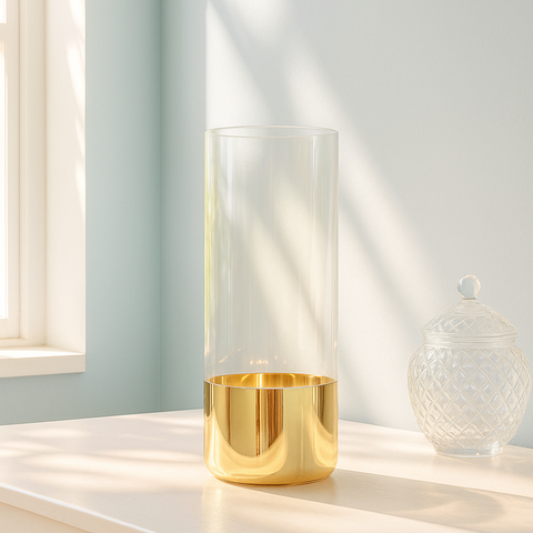 Aurora Bloom Gold-Base Glass Vase [Clear]