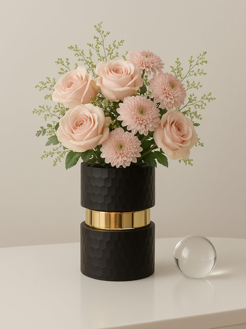 Midnight Luxe Black & Gold Decorative Vase