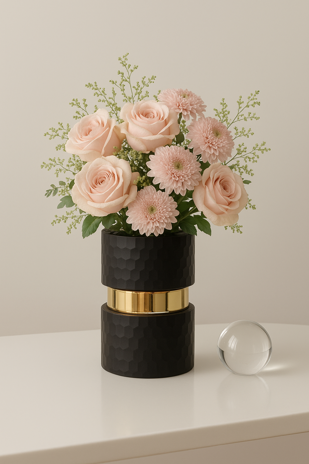 Midnight Luxe Black & Gold Decorative Vase
