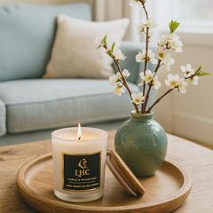 Luxe Premium Soy Wax Candle With Wooden Airtight Lid (White)