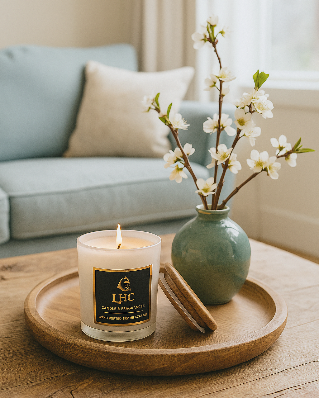 Luxe Premium Soy Wax Candle With Wooden Airtight Lid (White)