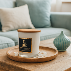 Luxe Premium Soy Wax Candle With Wooden Airtight Lid (White)