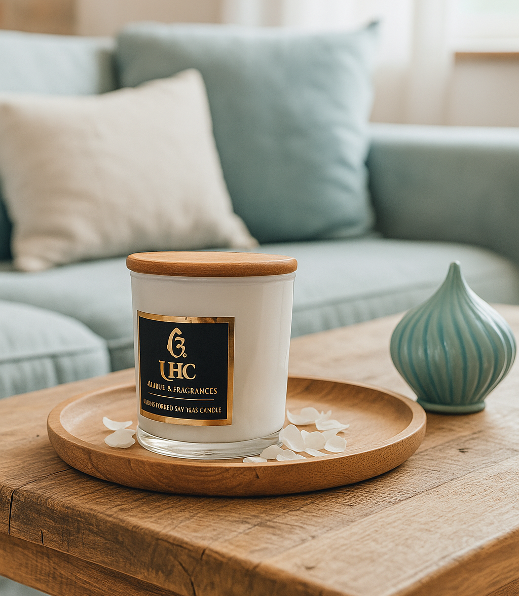 Luxe Premium Soy Wax Candle With Wooden Airtight Lid (White)