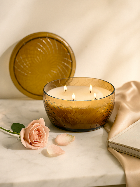 Luxury Amber Glass Multi-Wick Candle