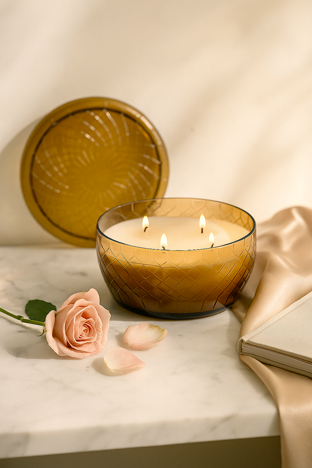 Luxury Amber Glass Multi-Wick Candle