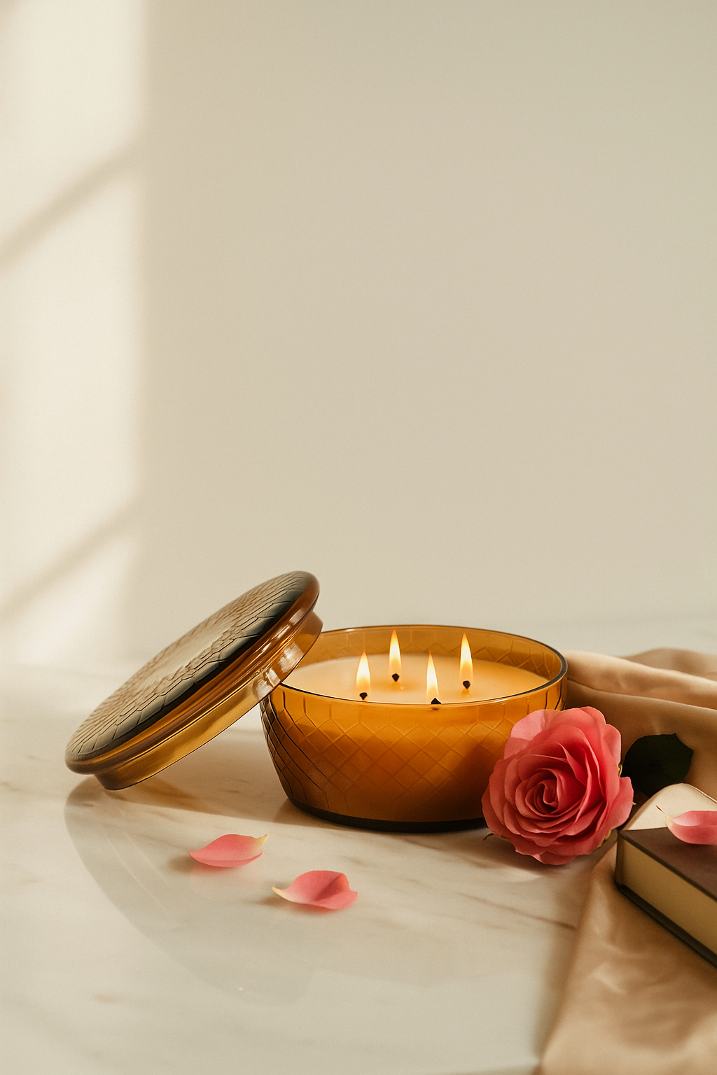 Luxury Amber Glass Multi-Wick Candle