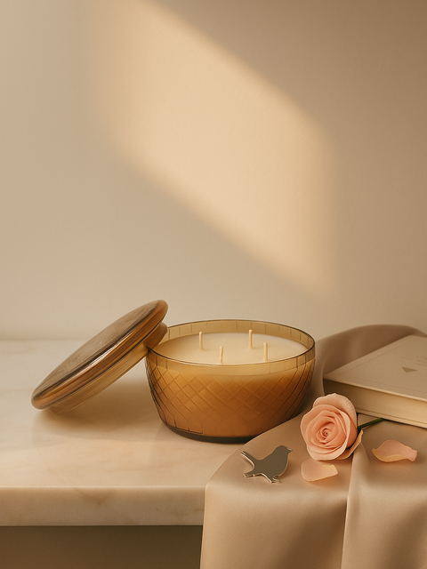 Luxury Amber Glass Multi-Wick Candle