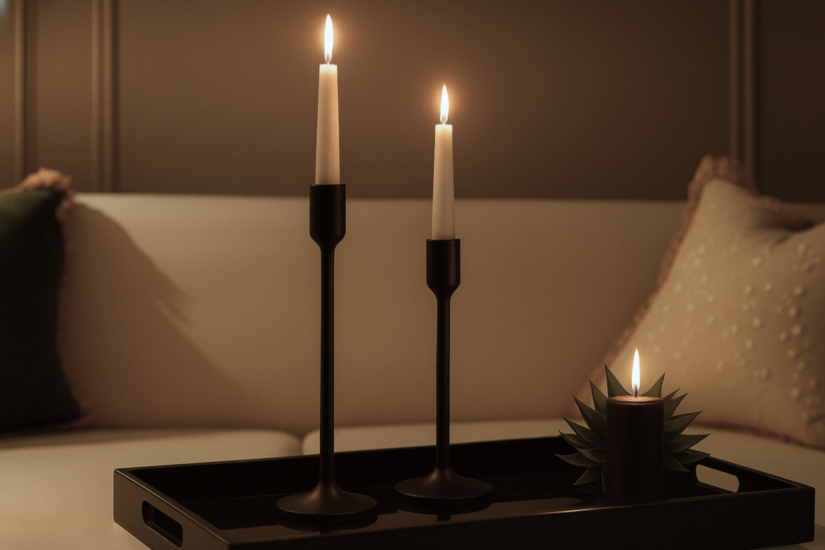 Minimal Black Metal Taper Candle Holder