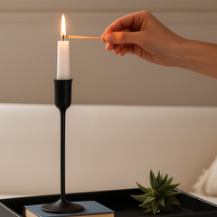 Minimal Black Metal Taper Candle Holder