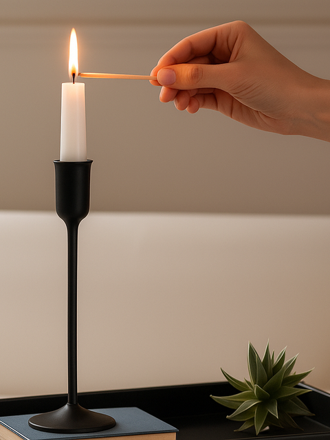 Minimal Black Metal Taper Candle Holder