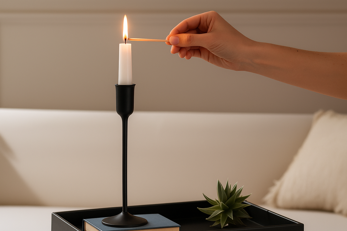 Minimal Black Metal Taper Candle Holder