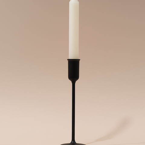 Minimal Matte Black Metal Taper Candle Holder