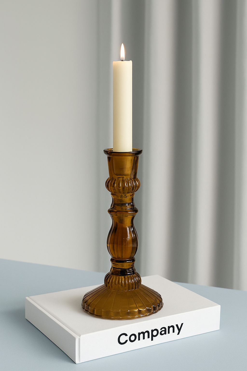 Amber Glass Candle Stand