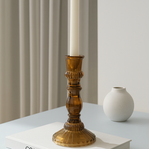 Amber Sculptural Glass Candle Stand
