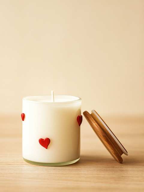 Heart-Detail Glass Soy Wax Candle