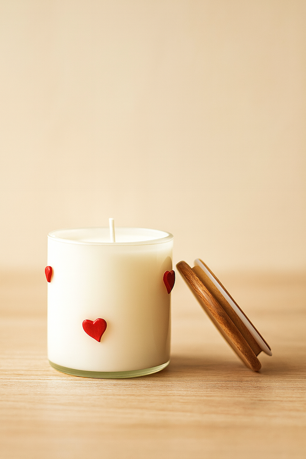Heart-Detail Glass Soy Wax Candle