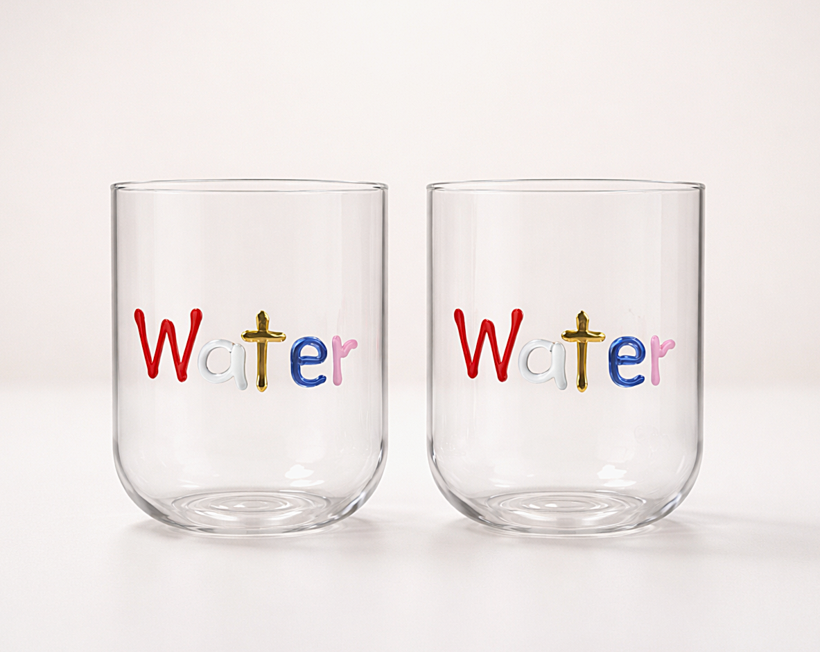 “Water” Handcrafted Glass Tumblers (Set of 2)