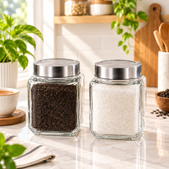 Premium Square Glass Pickle Jars (Pack of 2) with Airtight Stainless Steel Lids | Transparent 1000ml Food Storage Containers | Heavy Duty Leakproof Achar Barni Set for Kitchen Pantry, Spices, Dry Fruits & Snacks
