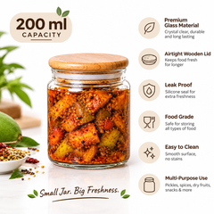 4-Piece Premium Glass Pickle Jar Set with Airtight Bamboo Lids