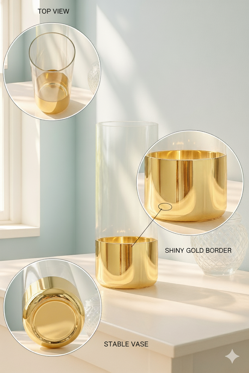 Aurora Bloom Gold-Base Glass Vase