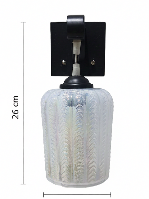 Textured Frost Glass Wall Sconce – Matte Black Finish