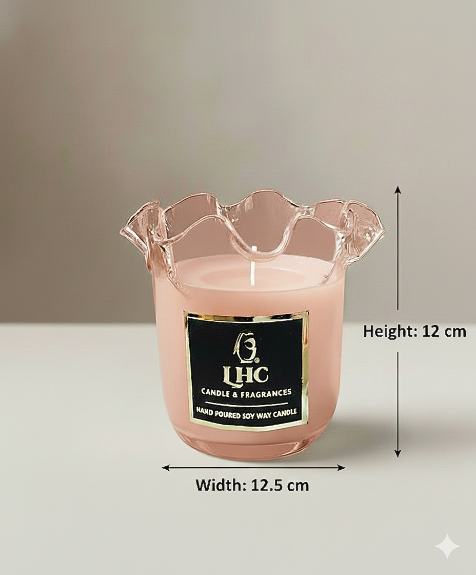 Luxury Blush Pink Glass Soy Wax Candle