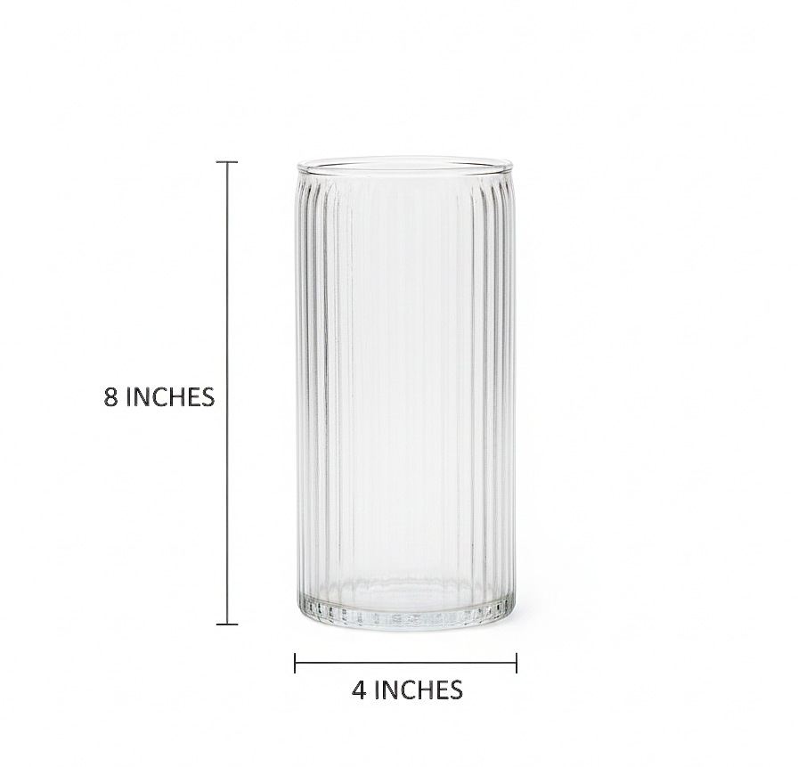 Tall Ribbed Glass Vase