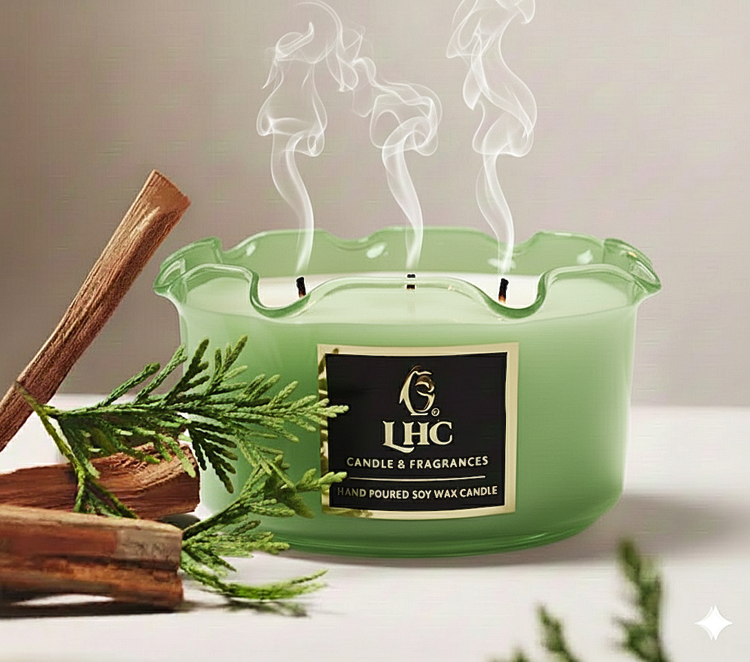 Luxury Green Glass Soy Wax Candle (3-Wick)