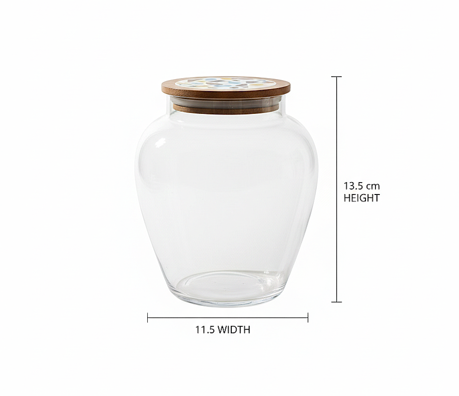 Classic Clear Glass Storage Jars with Wooden Lid – Premium Dry Fruit Containers
