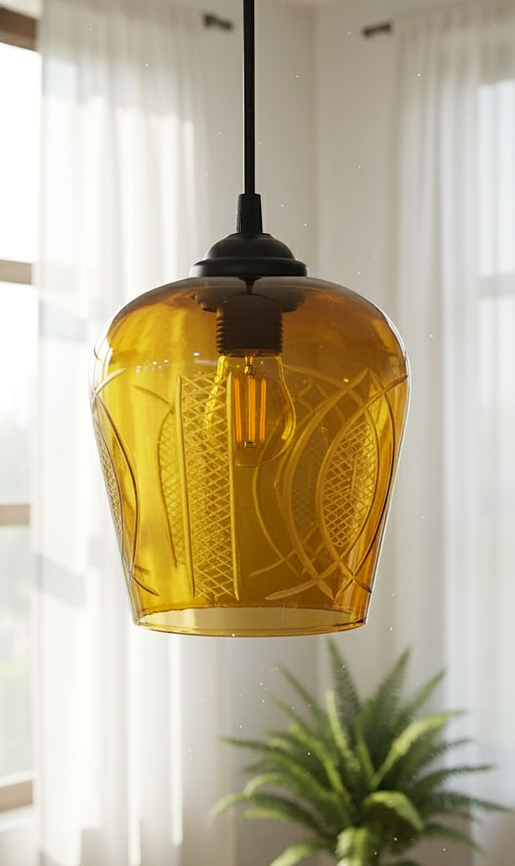 Amber Glass Pendant Hanging Light
