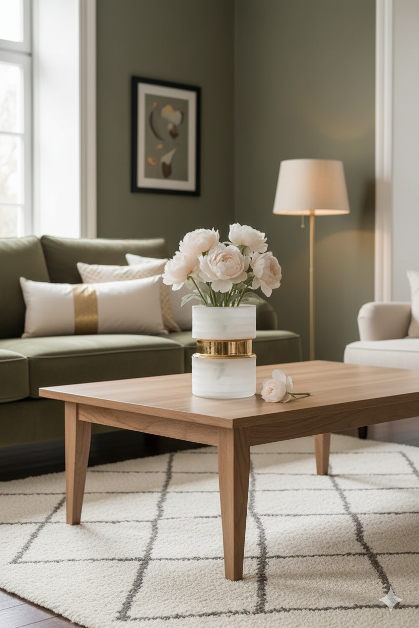 Minimal White & Gold Floral Vase