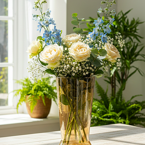 Sunlit Gold Glossy Glass Flower Vase [Amber]