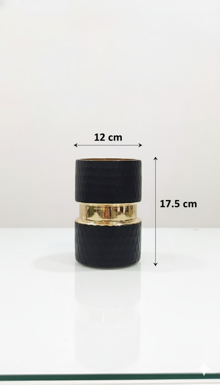 Midnight Luxe Black & Gold Decorative Vase