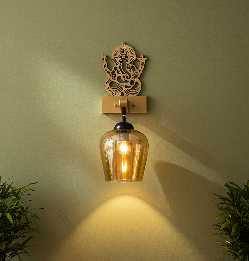 Ganesha-Inspired Decorative Wall Light(Gold)
